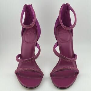 Marc Fisher Carita Ankle Strap Bling Heeled Rhinestone Sandal Purple Sz 5.5 NWOT